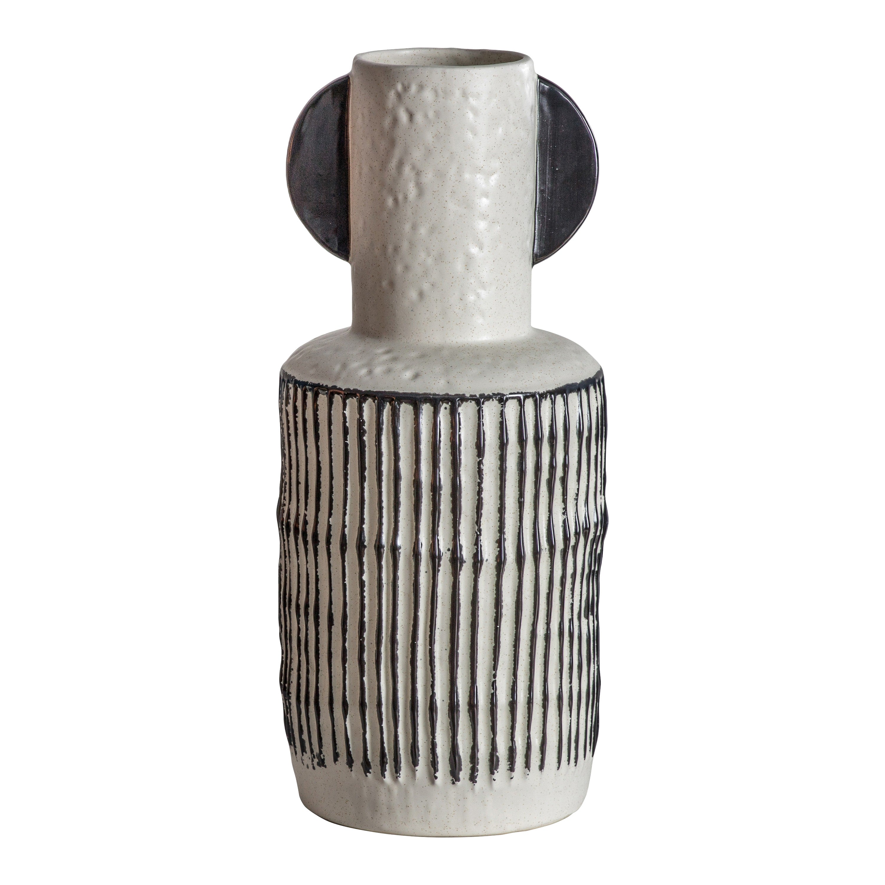 Ostello Monochrome Ribbed Stone Vase | Large